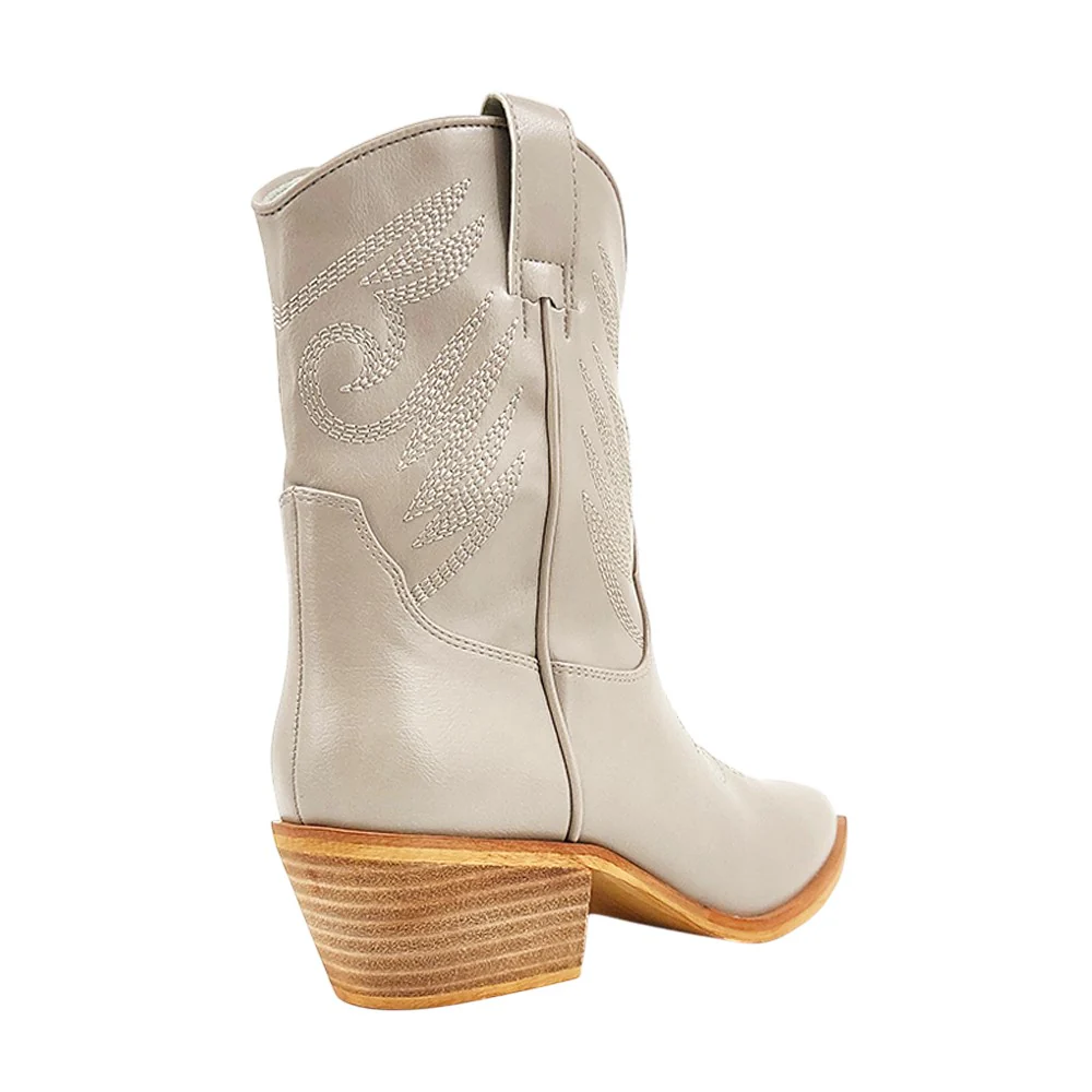 Zahara Embroidered Pointed Toe Cowboy Boots - Image 3