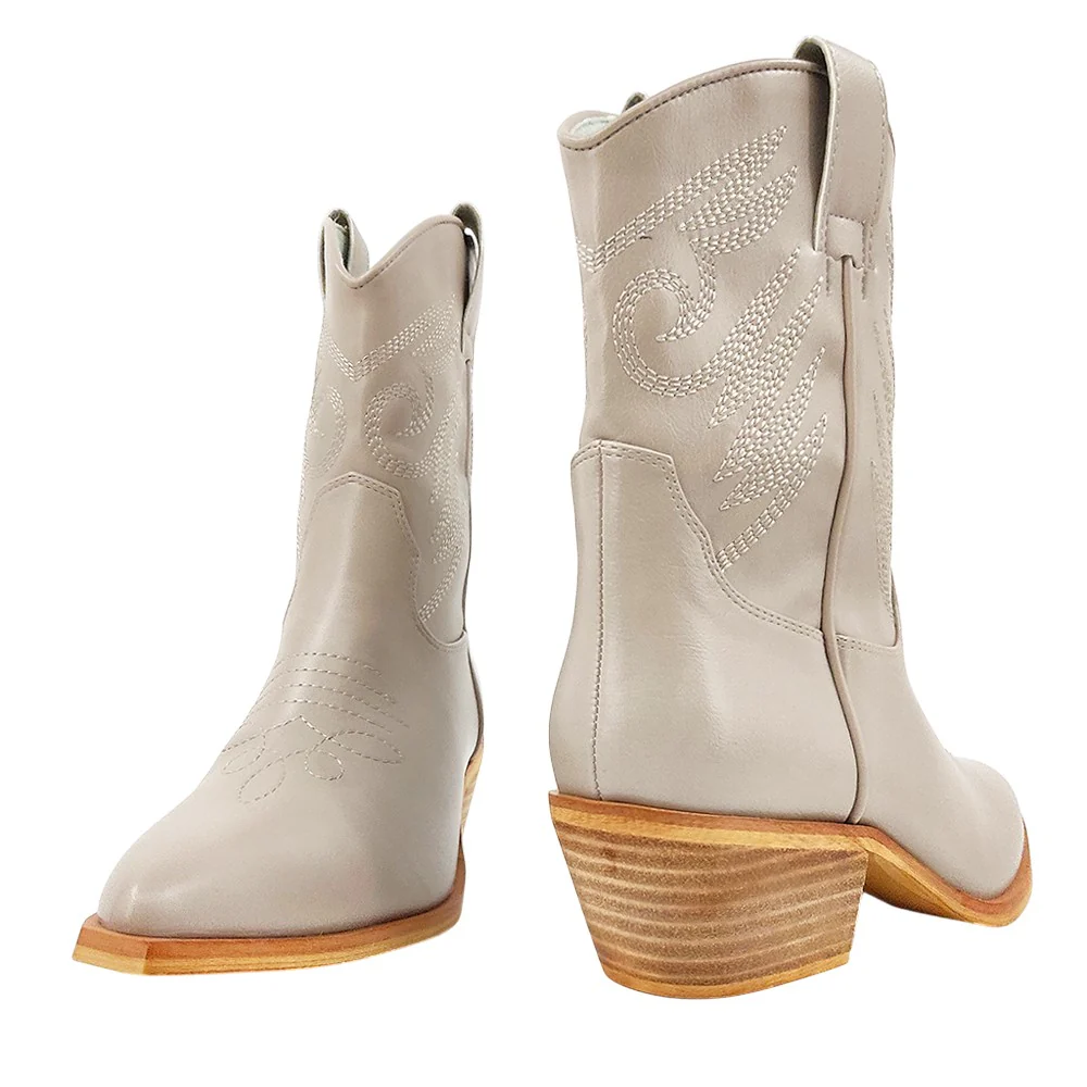 Zahara Embroidered Pointed Toe Cowboy Boots - Image 4