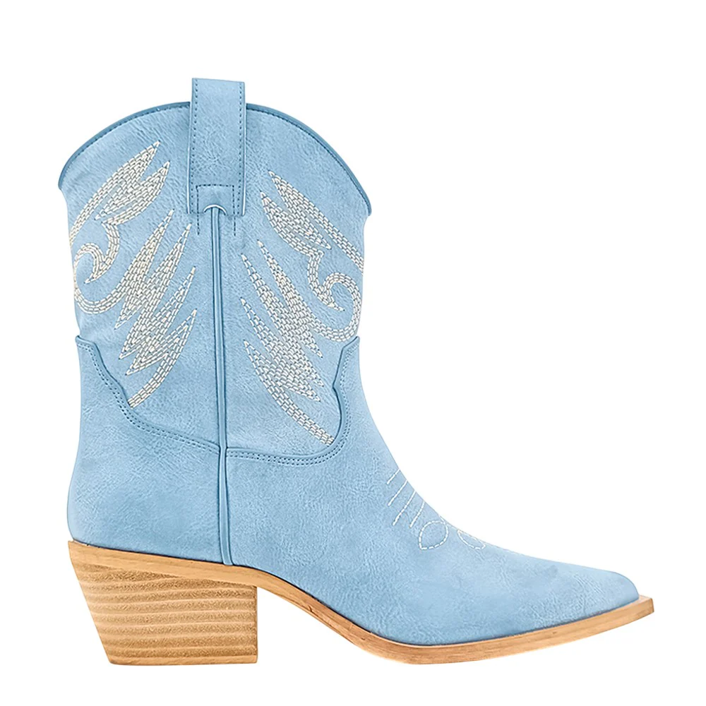 Zahara Embroidered Pointed Toe Cowboy Boots