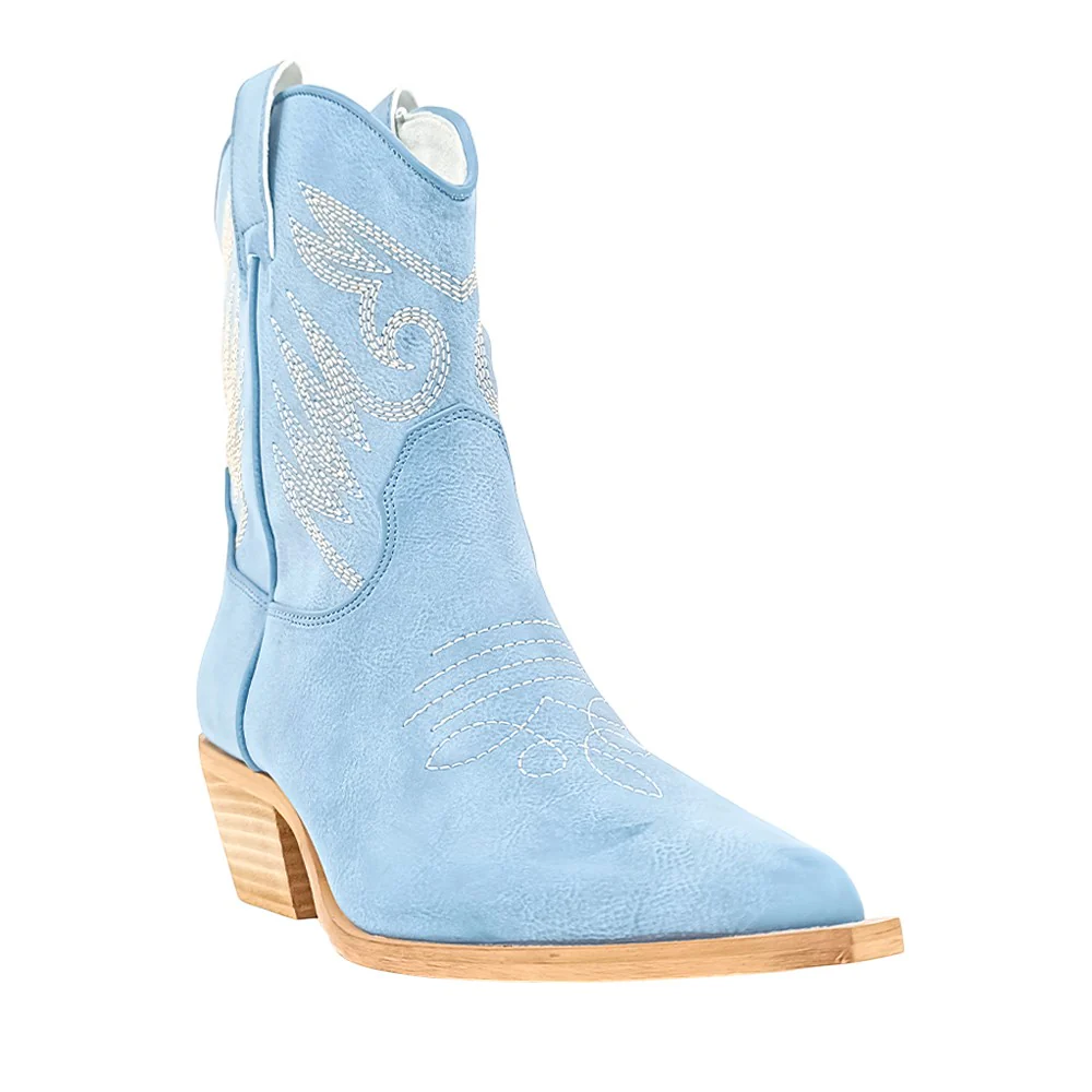 Zahara Embroidered Pointed Toe Cowboy Boots - Image 2