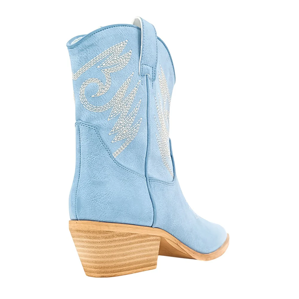 Zahara Embroidered Pointed Toe Cowboy Boots - Image 3