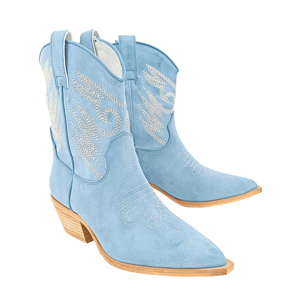 Zahara Embroidered Pointed Toe Cowboy Boots - Image 4