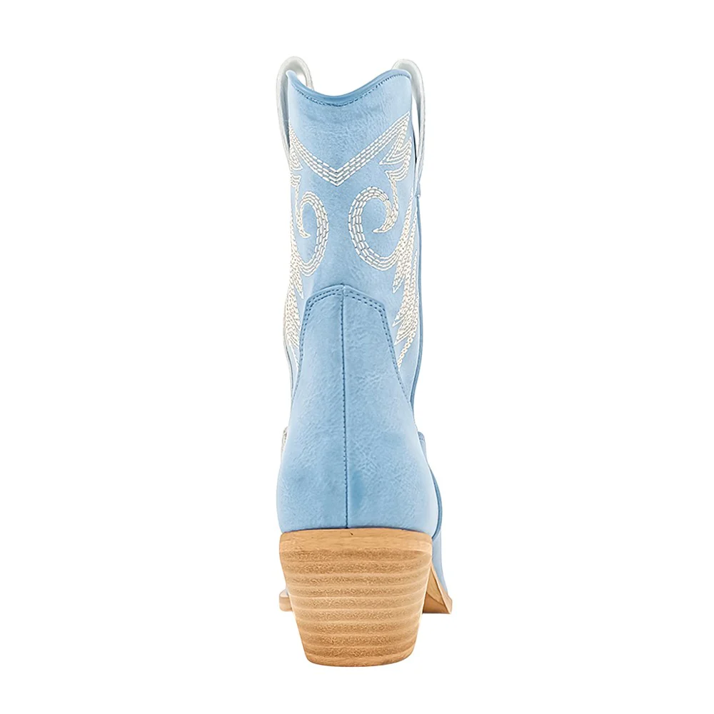 Zahara Embroidered Pointed Toe Cowboy Boots - Image 5