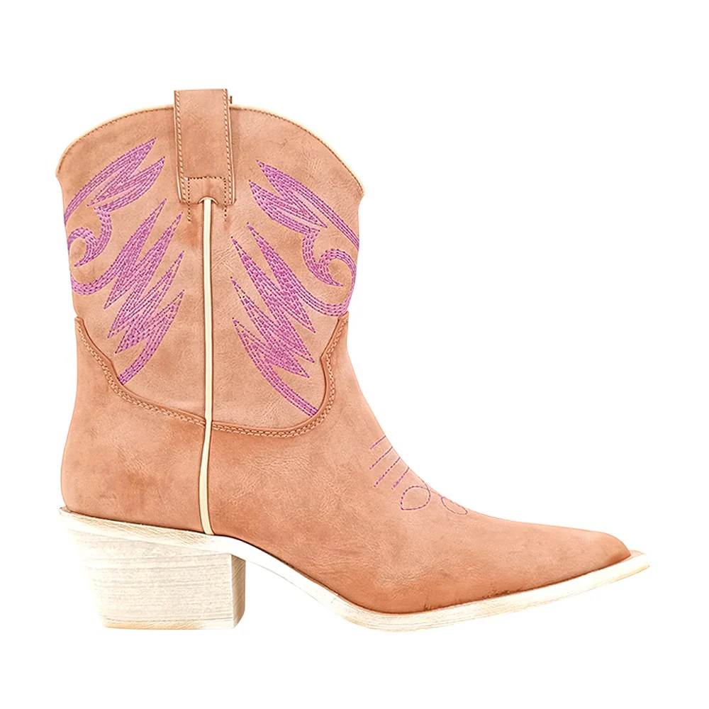 Zahara Embroidered Pointed Toe Cowboy Boots