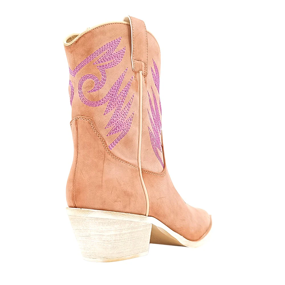 Zahara Embroidered Pointed Toe Cowboy Boots - Image 3