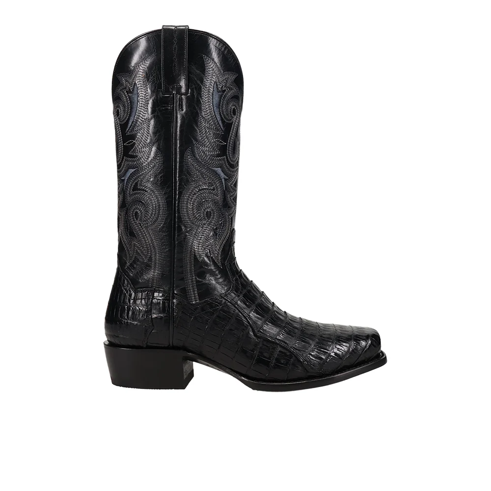 Zandor Caiman Belly Square Toe Pull On Cowboy Boots