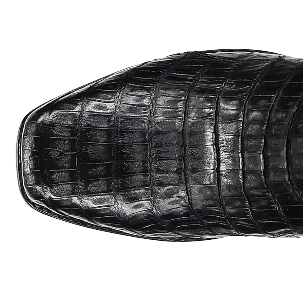 Zandor Caiman Belly Square Toe Pull On Cowboy Boots - Image 4