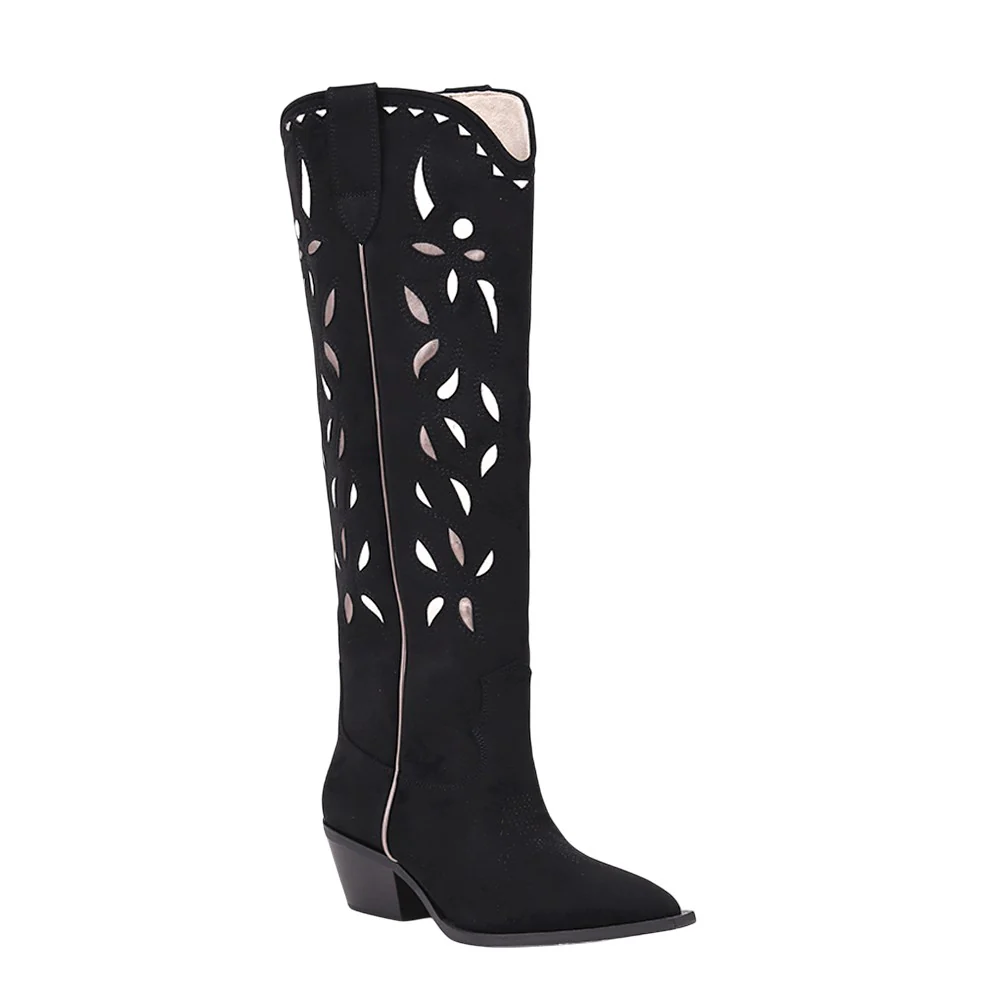 Zooey Embroidered Pointed Toe Cowboy Boots - Image 2