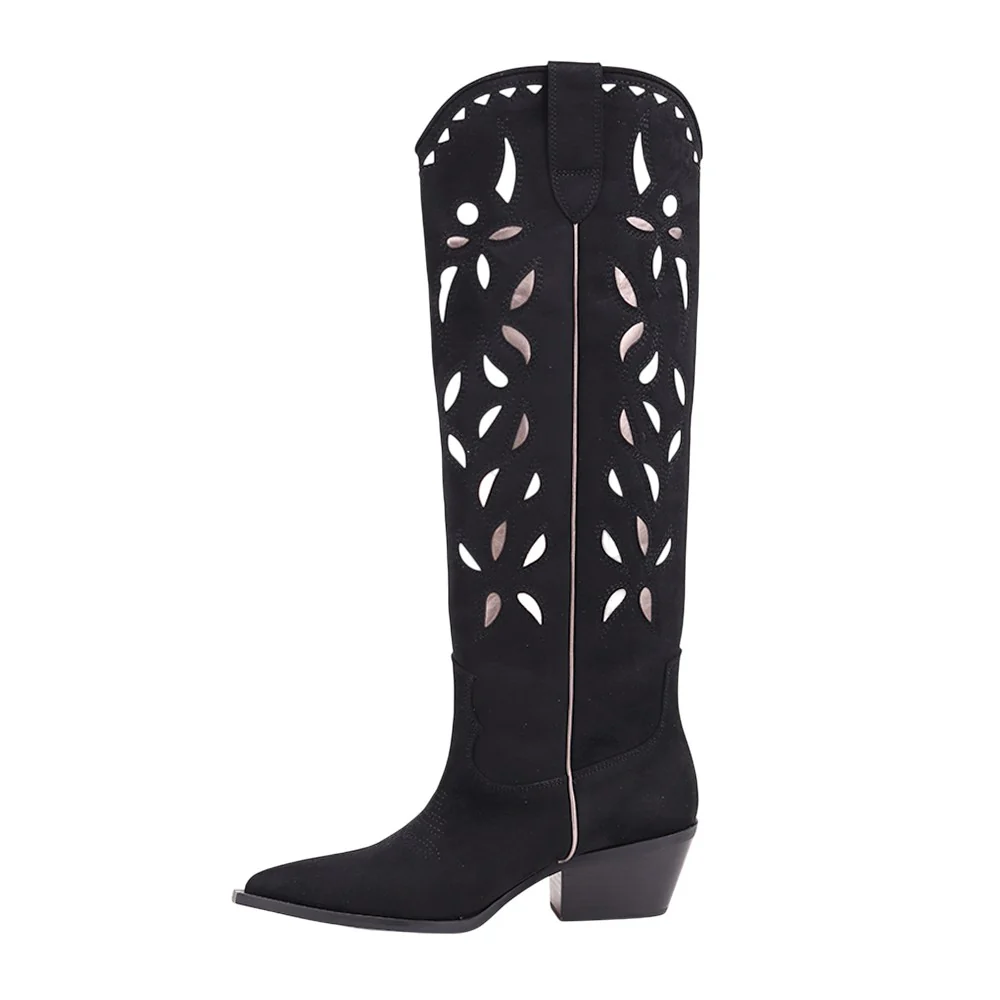 Zooey Embroidered Pointed Toe Cowboy Boots - Image 3