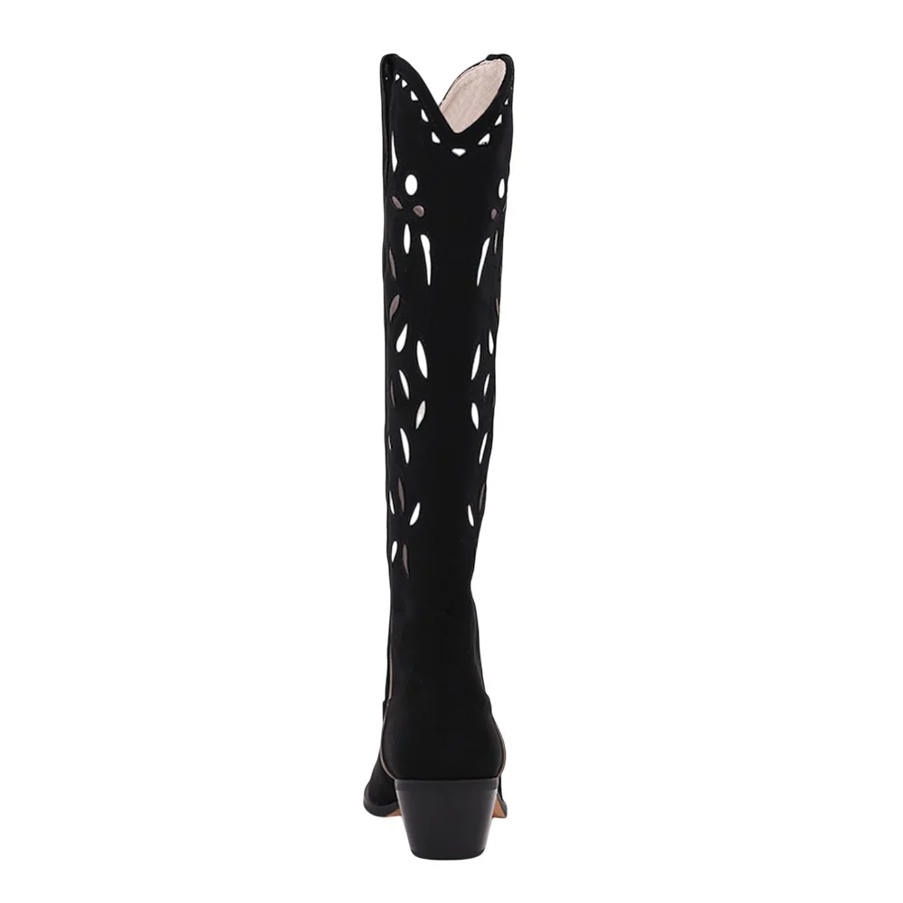 Zooey Embroidered Pointed Toe Cowboy Boots - Image 4