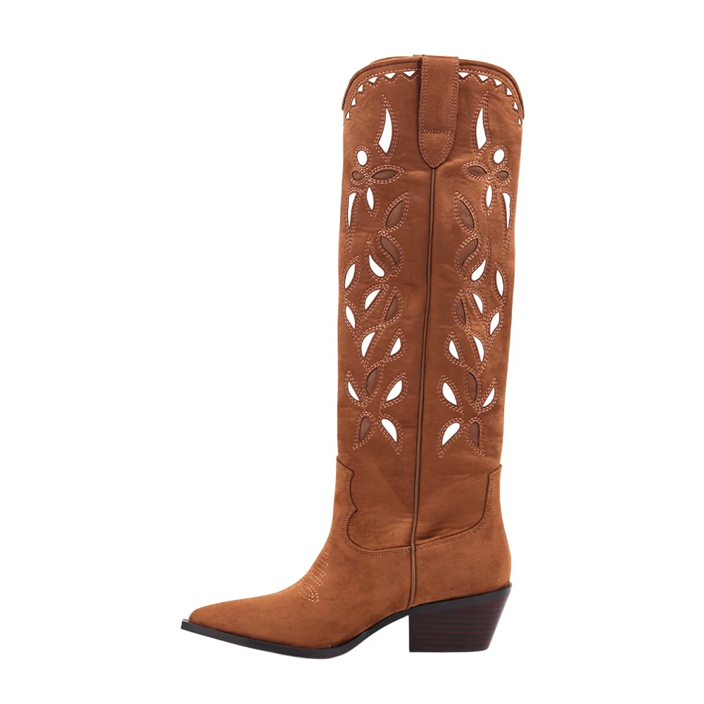 Zooey Embroidered Pointed Toe Cowboy Boots - Image 3