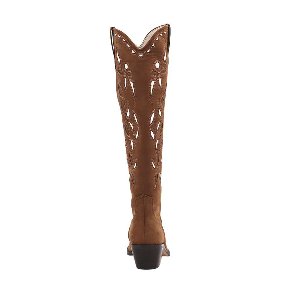 Zooey Embroidered Pointed Toe Cowboy Boots - Image 4