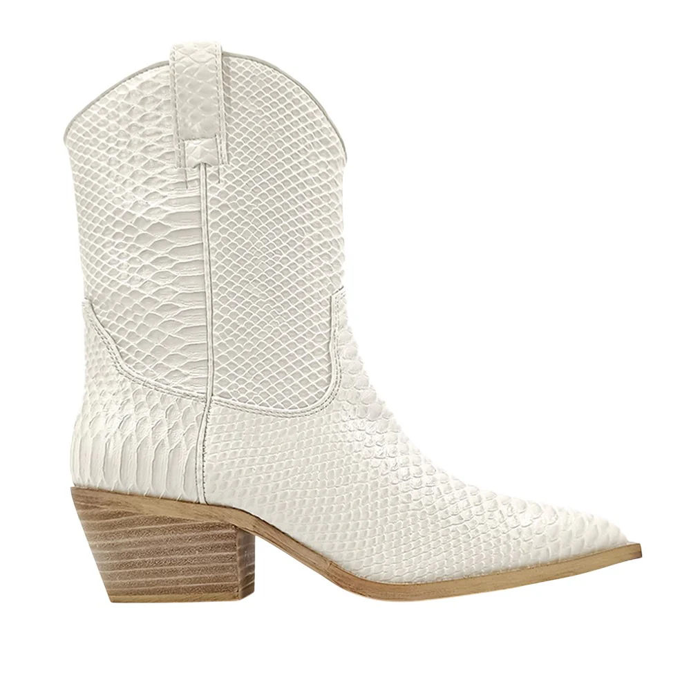 Zouzou Snake Print Pointed Toe Cowboy Boots